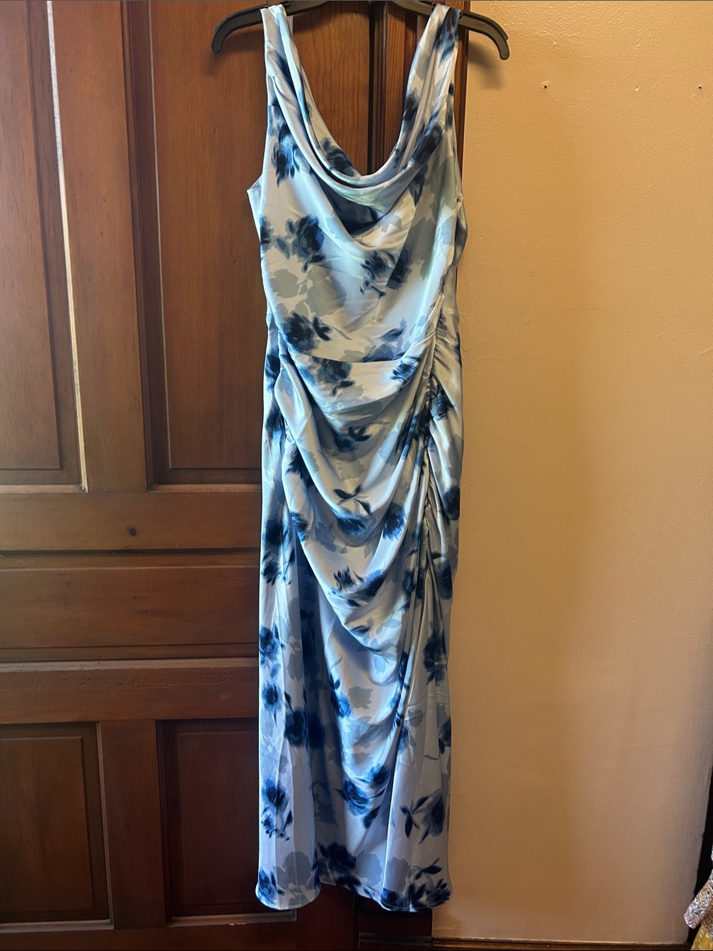 Abercrombie & Fitch Blue and Navy Floral Cowl Maxi Dress